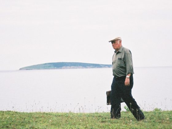 Alistair MacLeod walking to his writing shack