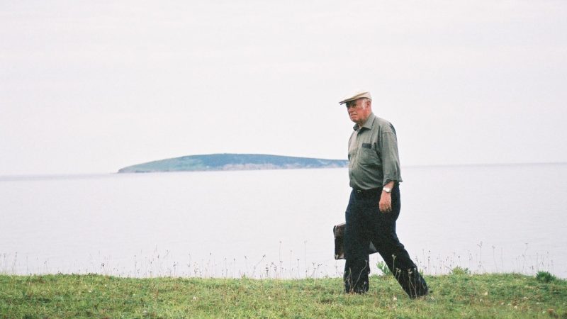 Alistair MacLeod walking to his writing shack