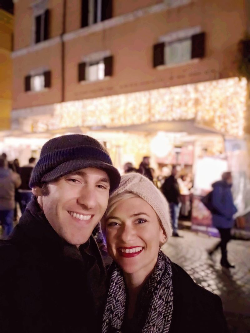 Author with wife at the Piazza San Cosimato