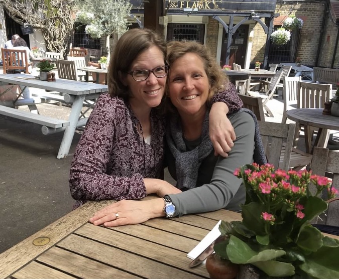 Author with her sister at The Flask in Highgate Village