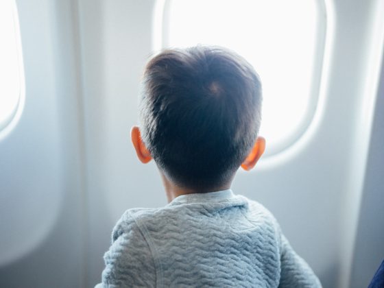 Boy on an airplane