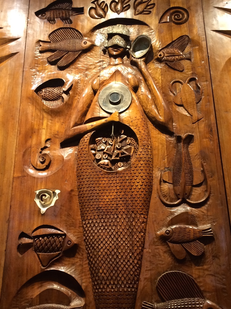 The Goddess Yemanja as a wooden mermaid in the Museu Afro-Brasileira in Pelourinho, the central square of Salvador