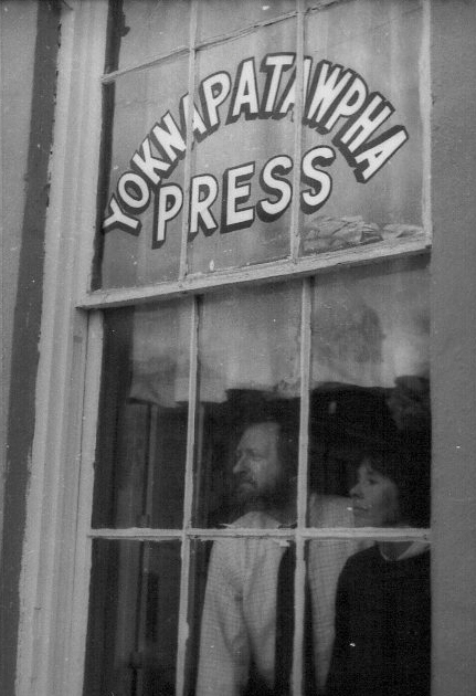 Larry and Dean Wells at Yoknapatawpha Press over Sneed’s Hardware c. 1980 (photo Chip Cooper)