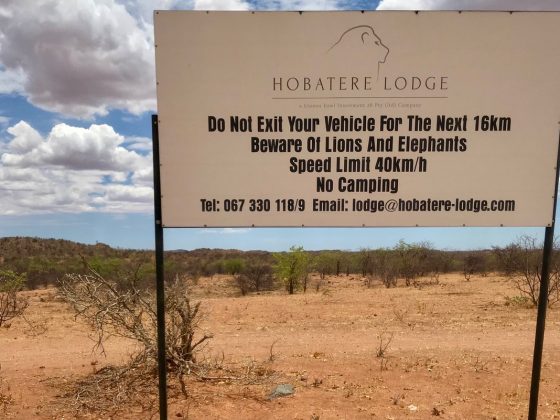 Sign on the way to Hobatere Lodge