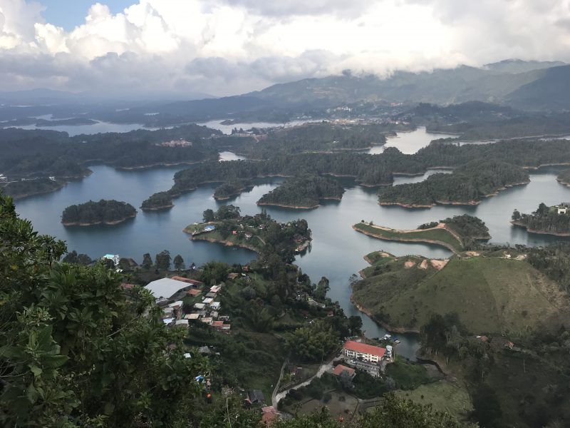 The view from a rooftop bar in Bogotá.