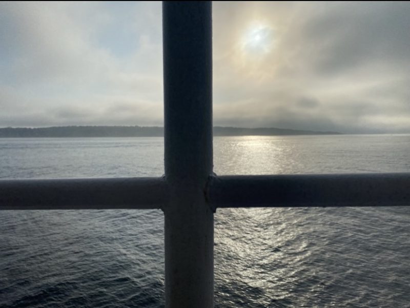 A view from the ferry as the island comes into focus.