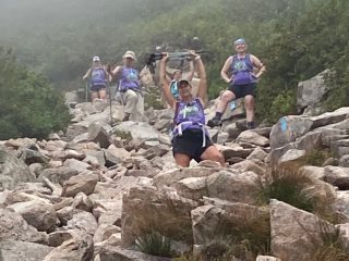 Base of Saddle Slide: Foreground to background: Heidi, Jamie, Ell, Kim, myself.