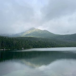 Mt. Katahdin, Maine’s tallest peak, under overcast skies. Photo by: Heidi Lachapelle, circa August 23, 2021